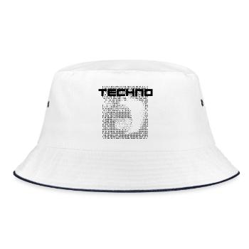 Techno-cyber-futuristische Ascii-Kunst - Bucket Hat - Weiß/Navy - Vorne