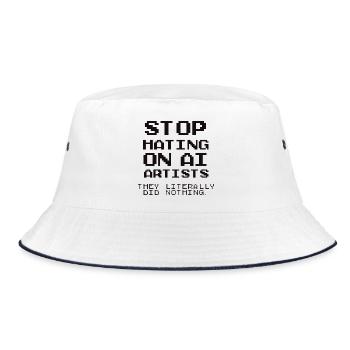 Stoppt KI-Künstler! Anti-KI-Kunst - Bucket Hat - Weiß/Navy - Vorne