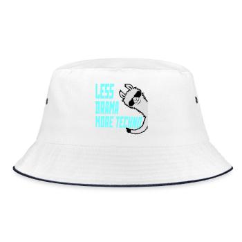 Less drama more techno Spruch Party Rave Cool Lama - Bucket Hat - Weiß/Navy - Vorne