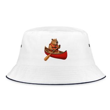 Capybara beim Kanufahren - Bucket Hat - Weiß/Navy - Vorne