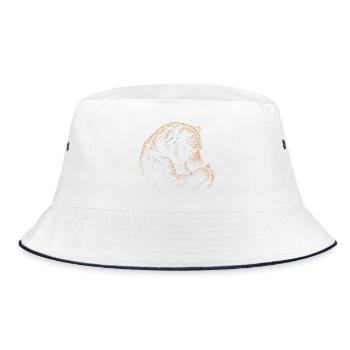 Bär und Schmetterling Skizzenlinie - Bucket Hat - Weiß/Navy - Vorne