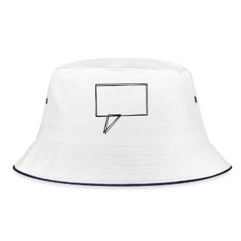 Eckige Sprechblase handgezeichnet - Bucket Hat - Weiß/Navy - Vorne