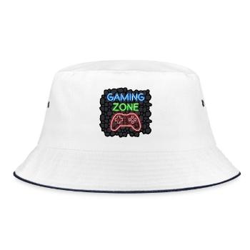 Gaming Zone Design für Gamer Zocker - Bucket Hat - Weiß/Navy - Vorne