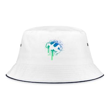 Geschenkidee für eine Breakdancerin mit Breakdance - Bucket Hat - Weiß/Navy - Vorne