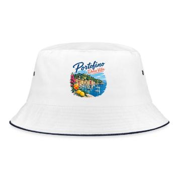 Portofino Dolce Vita Küste - Bucket Hat - Weiß/Navy - Vorne