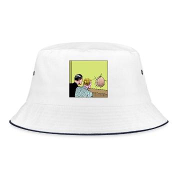 Loch in der Wand - Bucket Hat - Weiß/Navy - Vorne