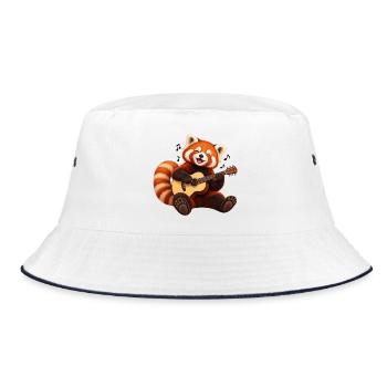 Gitarrenspielender Red Panda - Bucket Hat - Weiß/Navy - Vorne