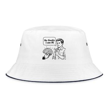 Lustiger Spruch No, thanks, I use AI - Bucket Hat - Weiß/Navy - Vorne