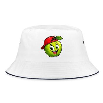 Spritziger Apfel mit Snapback - Bucket Hat - Weiß/Navy - Vorne
