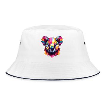 Geometrischer Regenbogen Koala - Bucket Hat - Weiß/Navy - Vorne