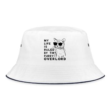 Kleiner pelziger Overlord-Katzen-Humor - Bucket Hat - Weiß/Navy - Vorne