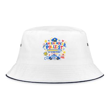 Angehender Polizist Polizei Ausbildung Geschenk - Bucket Hat - Weiß/Navy - Vorne