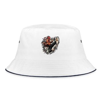 Karate Chicken - Bucket Hat - Weiß/Navy - Vorne