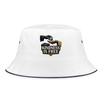 Freundlichkeit ist umsonst - Bucket Hat - Weiß/Navy - Vorne