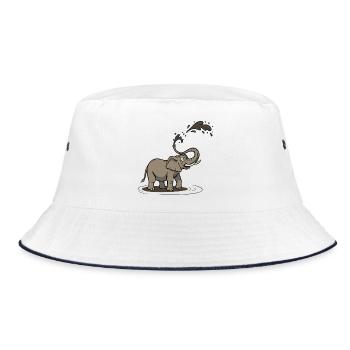 Dreck Schwingender Cartoon Elefant Spaß - Bucket Hat - Weiß/Navy - Vorne