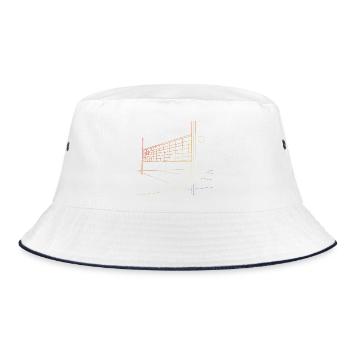 Vintage Volleyball Netz - Bucket Hat - Weiß/Navy - Vorne