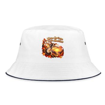 Kleine Sprünge Große Abenteuer - Bucket Hat - Weiß/Navy - Vorne