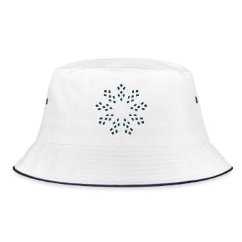 Dunkelblaue Geometrische Schneeflocke - Bucket Hat - Weiß/Navy - Vorne