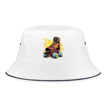 Rollerskates Grafik - Bucket Hat - Weiß/Navy - Vorne