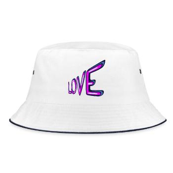 Liebe Neon-Schriftzug - Bucket Hat - Weiß/Navy - Vorne