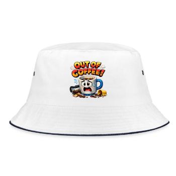 Kaffee an: Weinende Tasse - Bucket Hat - Weiß/Navy - Vorne