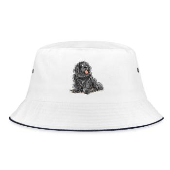 Neufundländer Hund Schwarz Newfie Hunderasse - Bucket Hat - Weiß/Navy - Vorne
