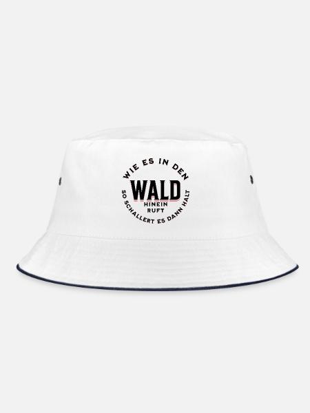 So wie es in den Wald hinein ruft Spruch - Bucket Hat - Weiß/Navy
