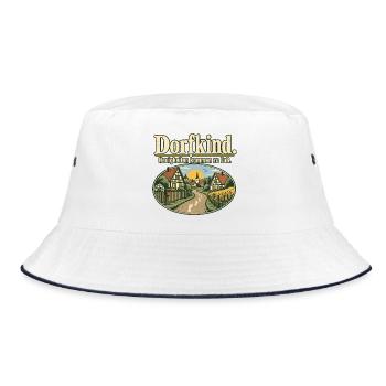 Dorfkind Dorfleben Dorf Spruch Heimatliebe - Bucket Hat - Weiß/Navy - Vorne