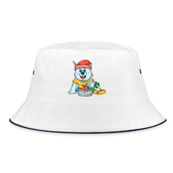 Eisbären Curling - Bucket Hat - Weiß/Navy - Vorne