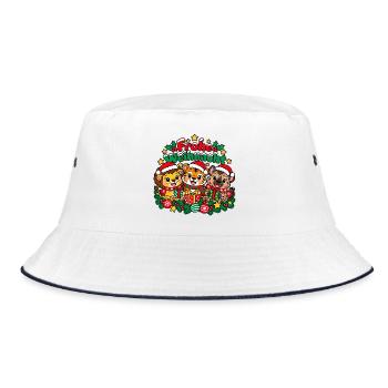 Frohe Weihnacht Tiere - Bucket Hat - Weiß/Navy - Vorne