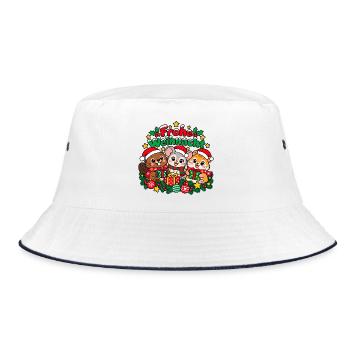 Frohe Weihnachten – Tiertrio - Bucket Hat - Weiß/Navy - Vorne