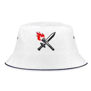 Schwert Fackel Wappen Logo - Bucket Hat - Weiß/Navy - Vorne