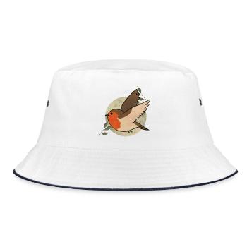 Aquarell Robin auf Kreis - Bucket Hat - Weiß/Navy - Vorne