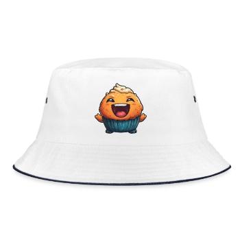 Kuschelmuffin Lachender Cupcake - Bucket Hat - Weiß/Navy - Vorne