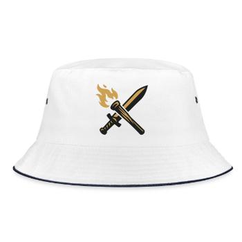 Schwert Fackel Gilden Wappen - Bucket Hat - Weiß/Navy - Vorne