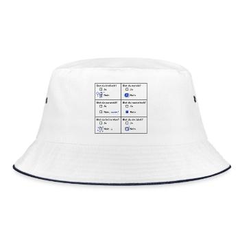 Psychotest Fragebogen Ja Nein - Bucket Hat - Weiß/Navy - Vorne