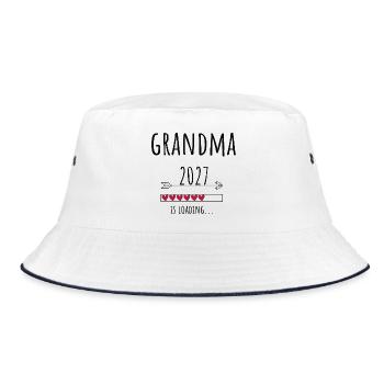 Pregnancy Announcement – Oma 2027 Geschenk - Bucket Hat - Weiß/Navy - Vorne