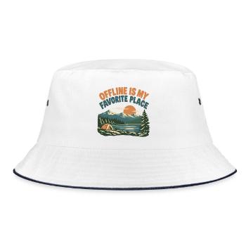 Offline Is My Favorite Place - Bucket Hat - Weiß/Navy - Vorne