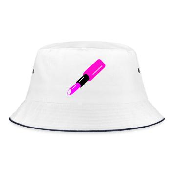 Lippenstift Design - Bucket Hat - Weiß/Navy - Vorne