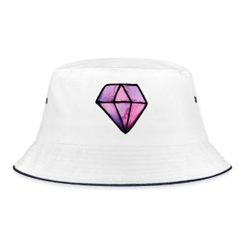 Pink-Lila-Kristall-Edelstein - Bucket Hat - Weiß/Navy - Vorne