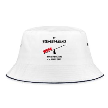 Meine Work-Life-Balance – Zweites Semester? (Wippe POS2C) - Bucket Hat - Weiß/Navy - Vorne
