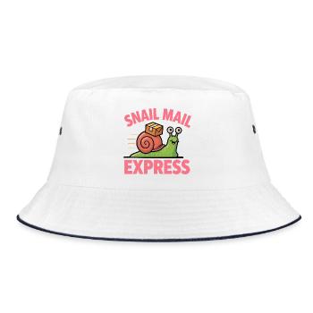 Schneckenpost – Snail Mail Express - Bucket Hat - Weiß/Navy - Vorne