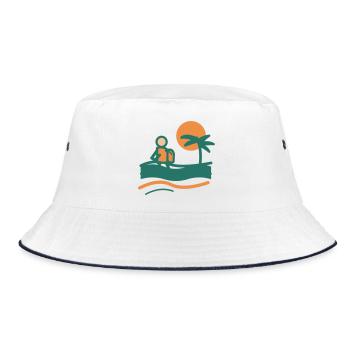 Backpacker am Palmenstrand - Bucket Hat - Weiß/Navy - Vorne
