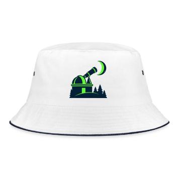 Sternwarte Teleskop Grafik - Bucket Hat - Weiß/Navy - Vorne