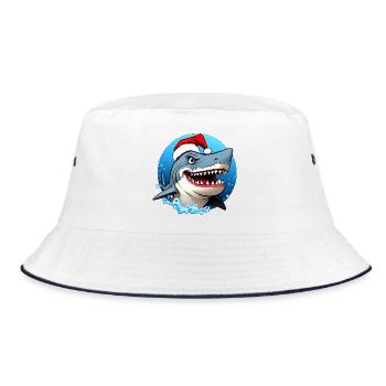 Haie Weihnachten - Bucket Hat - Weiß/Navy - Vorne