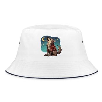 Werwolf im karierten Hemd - Bucket Hat - Weiß/Navy - Vorne