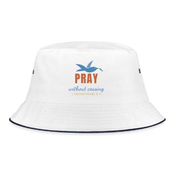 Pray Without Ceasing – 1 Thessalonians 5:17 - Bucket Hat - Weiß/Navy - Vorne