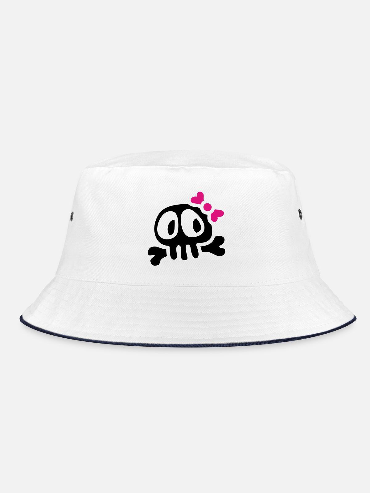 lady skull - Bucket Hat - white/navy - Front