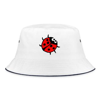 Vibrant Ladybug Spot Pattern - Bucket Hat - white/navy - Front