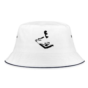 DJ - Bucket Hat - Weiß/Navy - Vorne